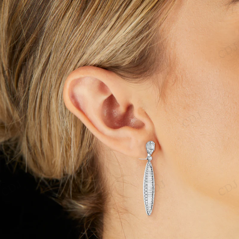 Baguette Diamond Pear Shaped Drop Earrings Stud earrings CustomDiamJewel
