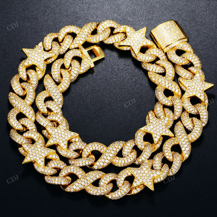 15MM Infinity Star Cuban Chain hip hop jewelry CustomDiamJewel