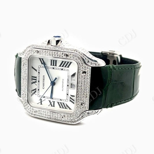 Green Belt Small Diamond Cartier Santos Watch customdiamjewel