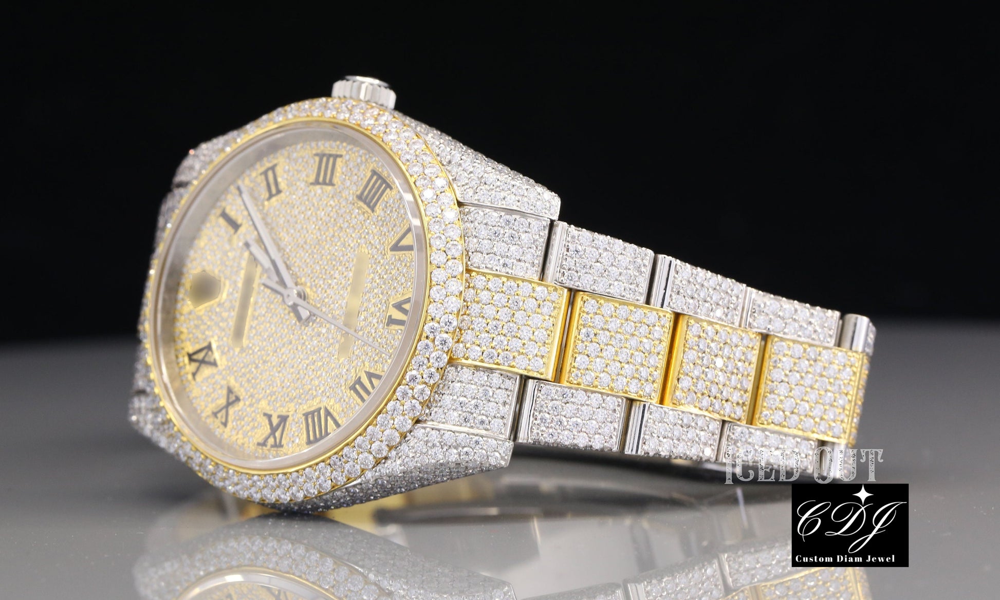 Luxury Two Tone Automatic Movement Customized Moissanite Watch customdiamjewel