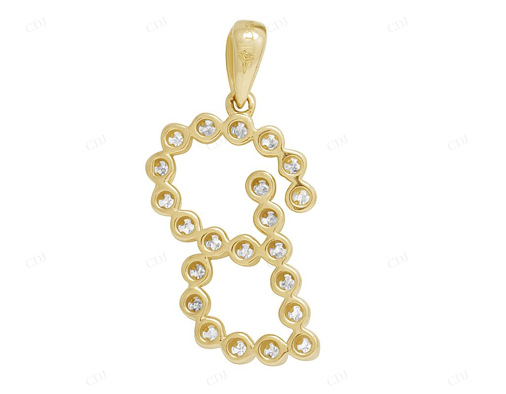 1" 0.30 CTW 10K Gold Natural Diamond Initial B Pendant CustomDiamJewel