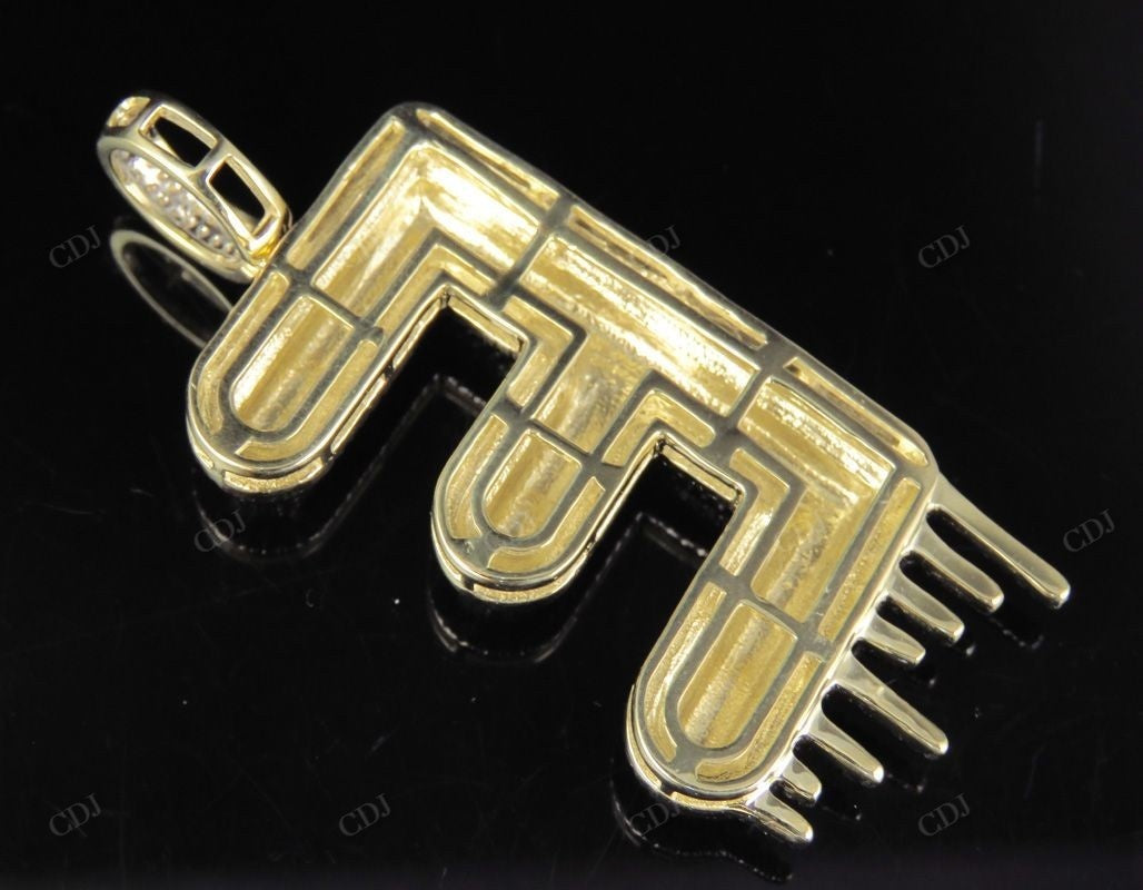 2" 2 CTW 10K Solid Gold Natural Diamond Letter 'E' Initial Drip Pendant CustomDiamJewel