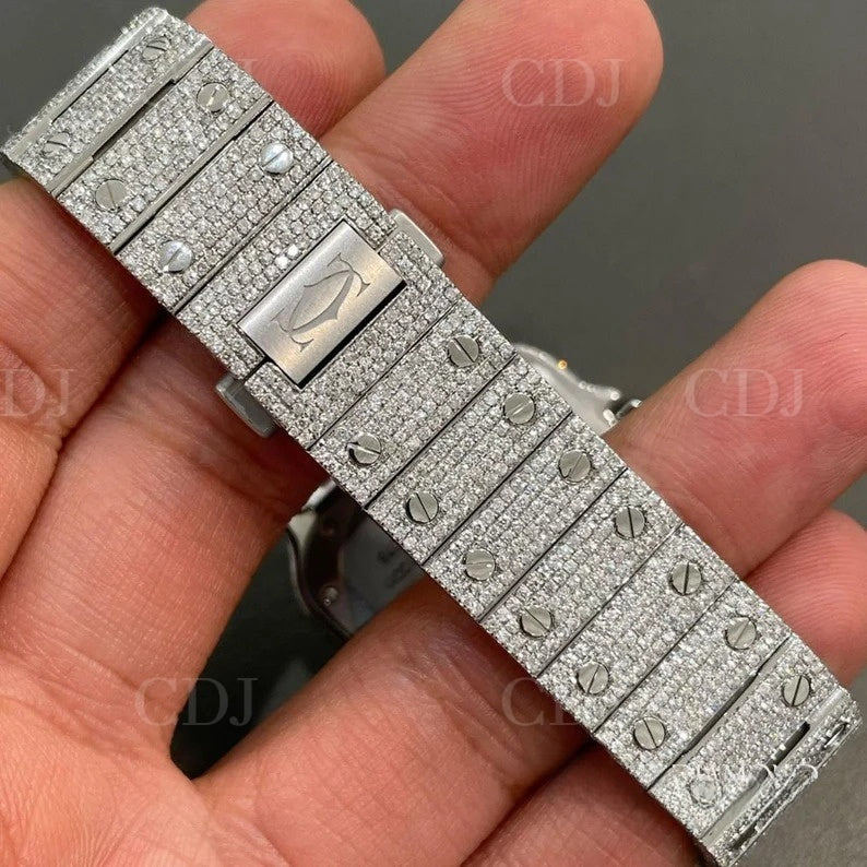 Cartier Fully Iced Out Diamonds Roman Numeric Dial Hip Hop Watches (24 To 27 CTW)