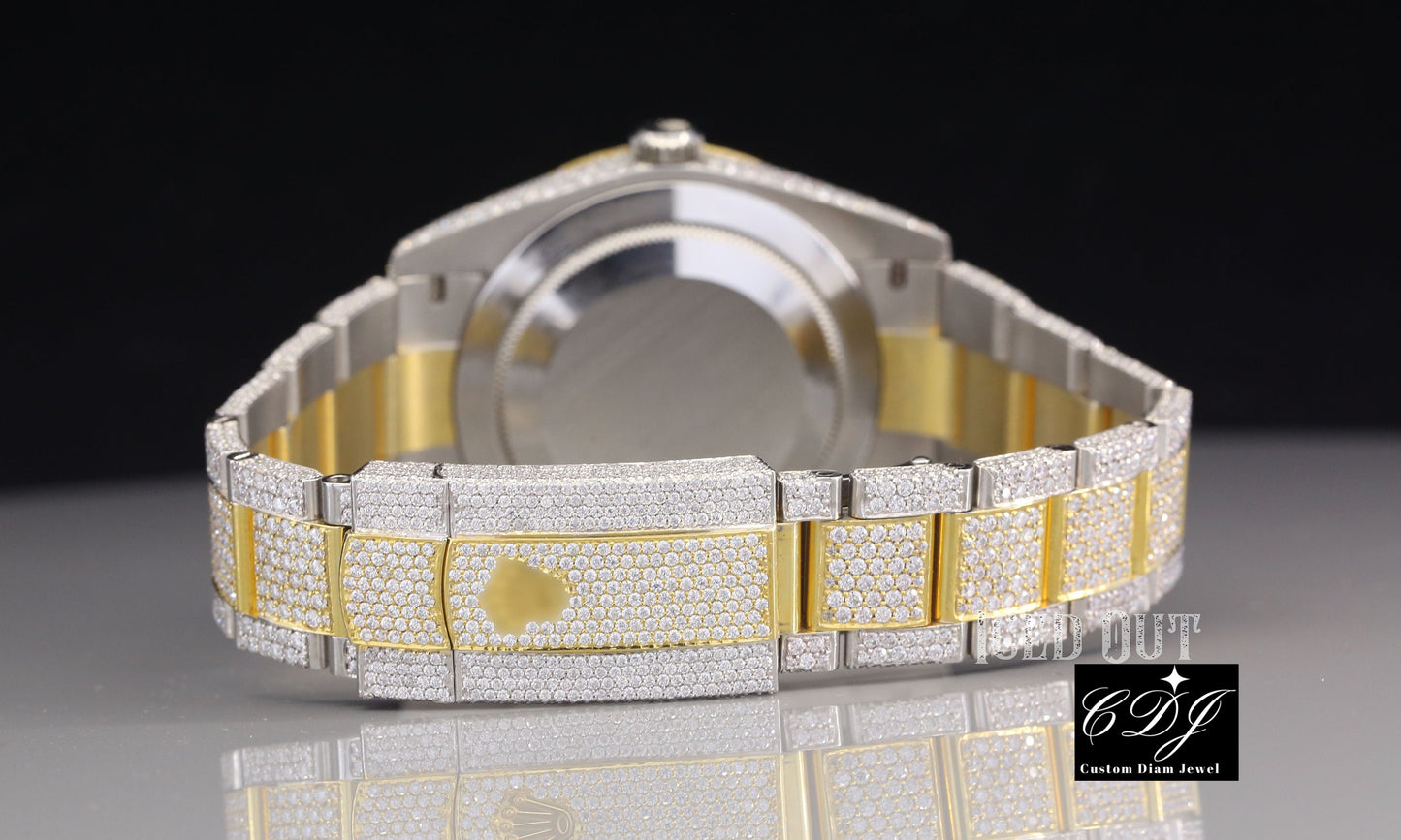 Luxury Gold Plated Designer Watches Real Diamonds Round For Men customdiamjewel