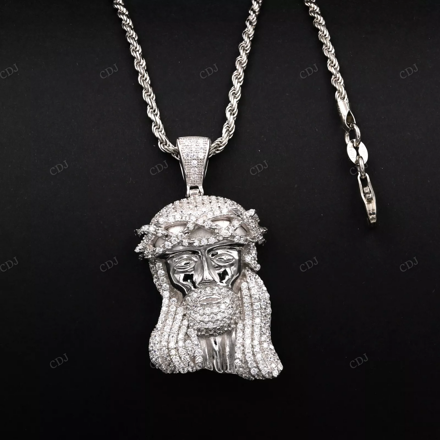 Hip Hop Moissanite Sterling Silver Jesus Pendant hip hop jewelry CustomDiamJewel