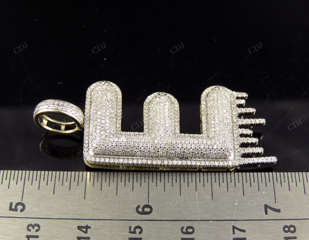 2" 2 CTW 10K Solid Gold Natural Diamond Letter 'E' Initial Drip Pendant CustomDiamJewel