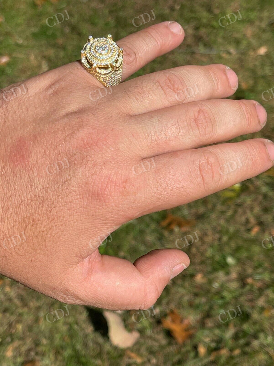 Round Cut Moissanite Iced King Crown Ring  customdiamjewel   