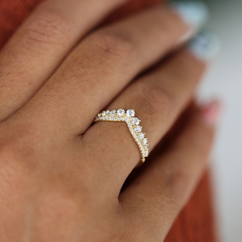 Vintage Chevron Natural Diamond Tiara Band  customdiamjewel   