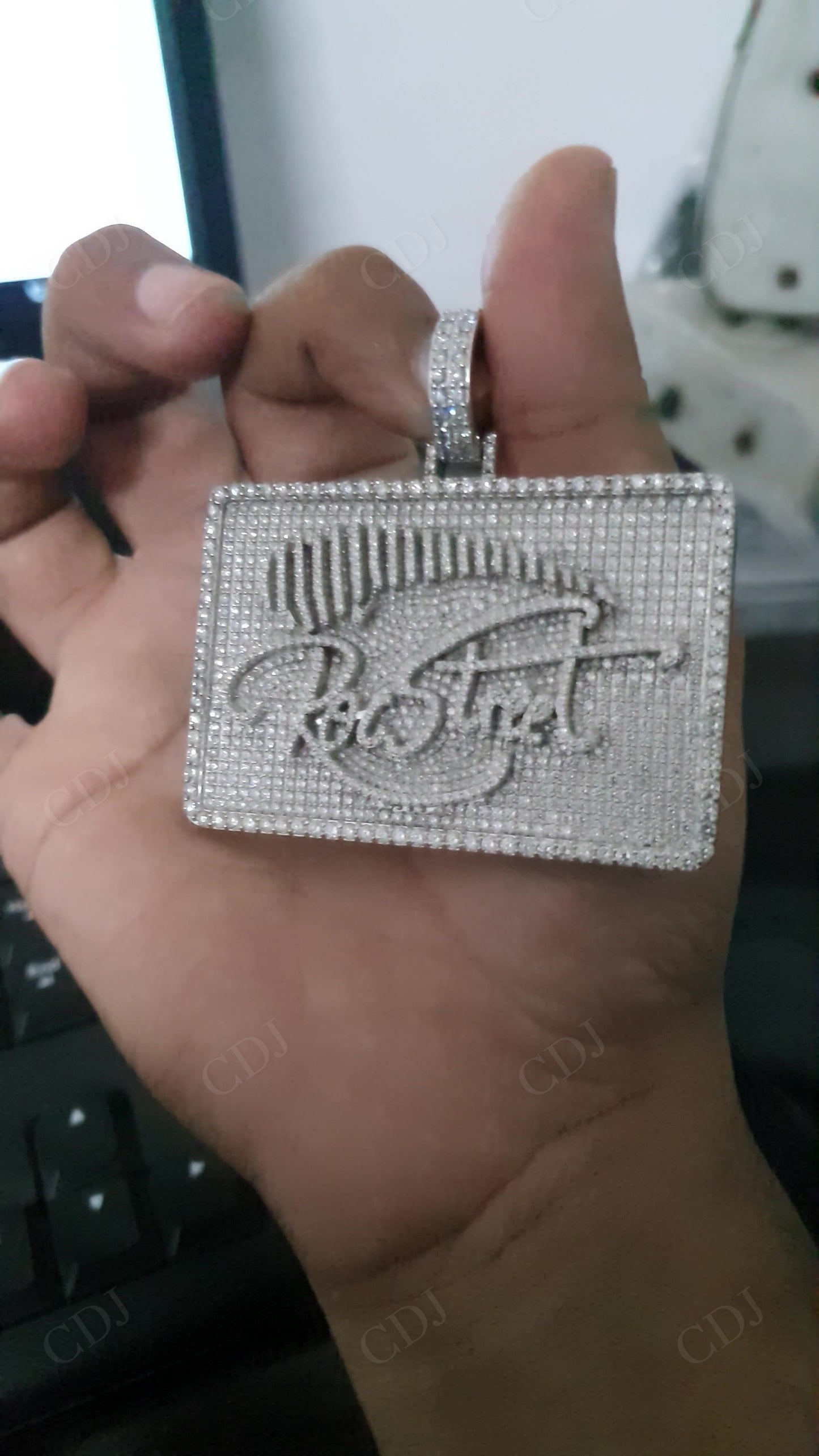 Round Natural Diamond ROCSTREET 10K White Gold Pendant hip hop jewelry customdiamjewel   