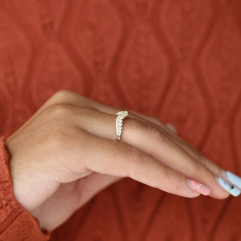 Vintage Chevron Natural Diamond Tiara Band  customdiamjewel   