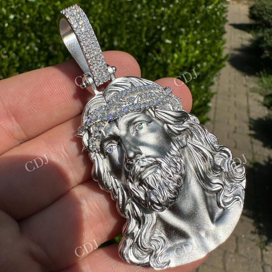 Moissanite Jesus Piece Iced Pendant  customdiamjewel   