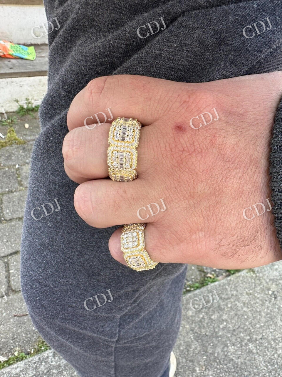 Baguette Cut Iced Out Hip Hop Ring  customdiamjewel   
