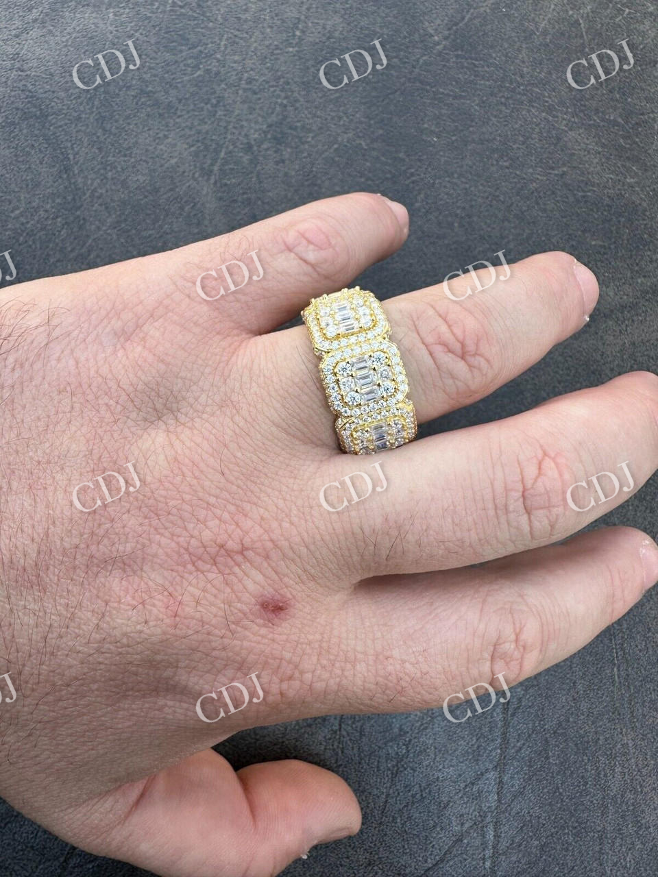 Baguette Cut Iced Out Hip Hop Ring  customdiamjewel   
