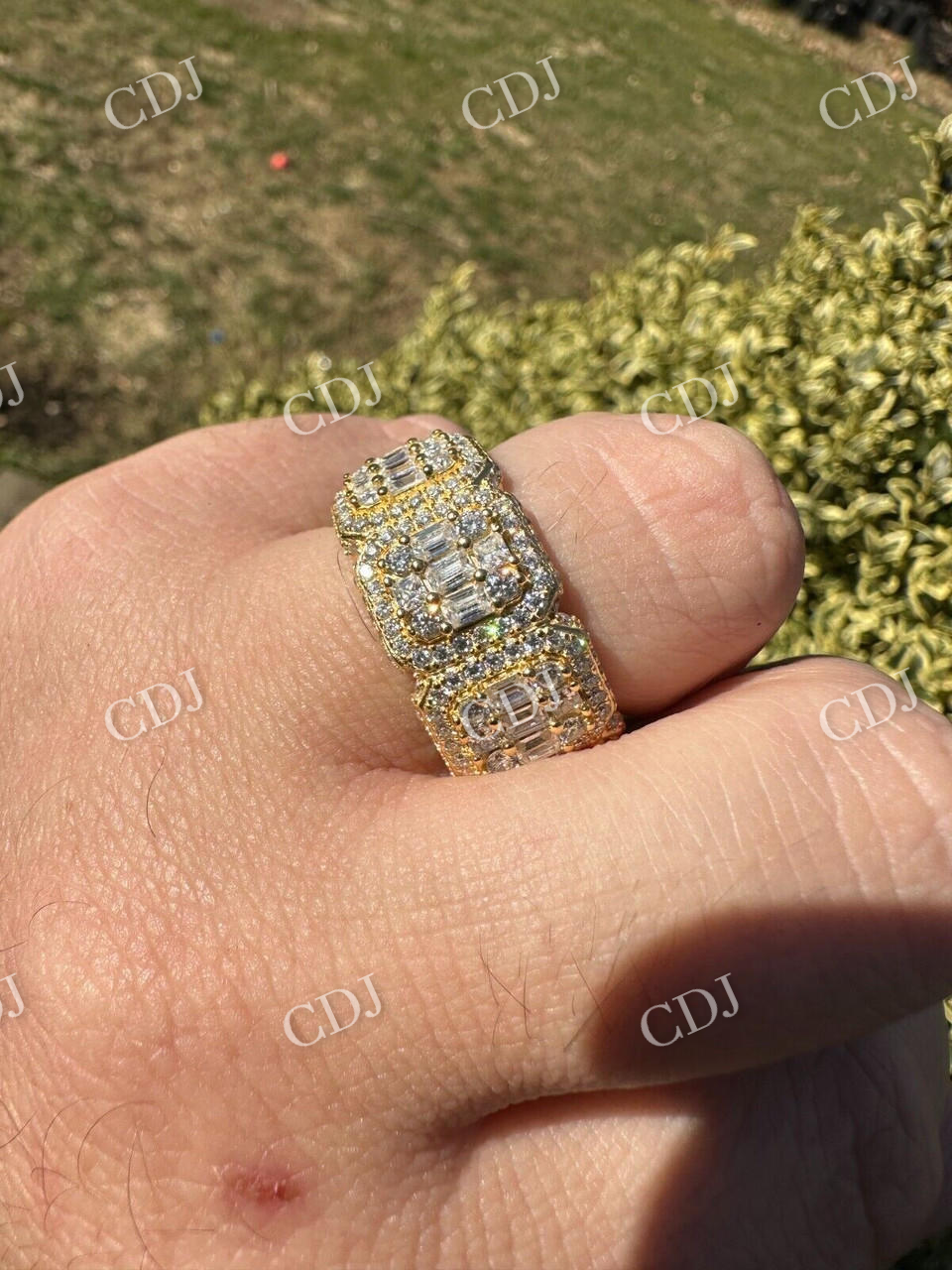 Baguette Cut Iced Out Hip Hop Ring  customdiamjewel   