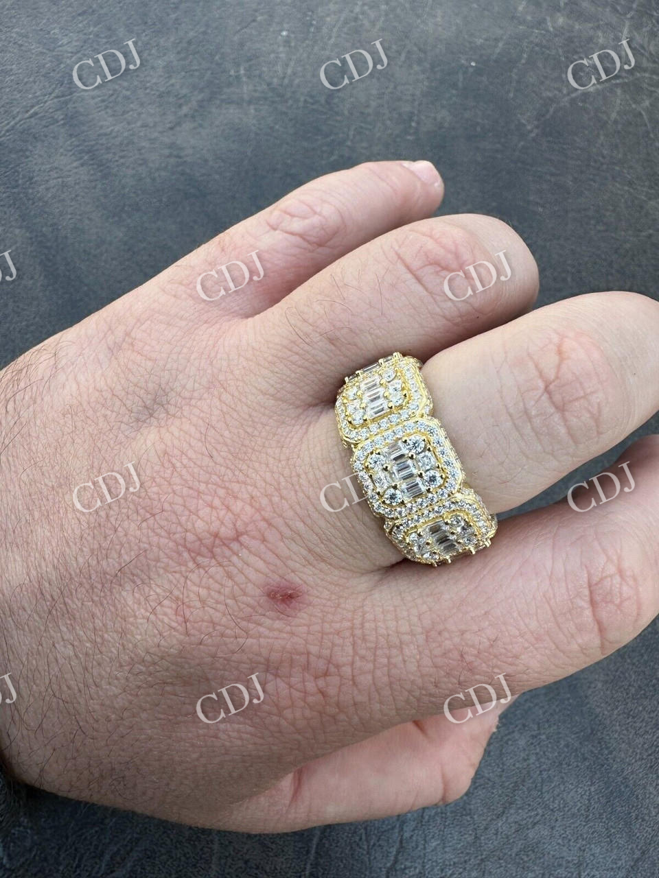 Baguette Cut Iced Out Hip Hop Ring  customdiamjewel   