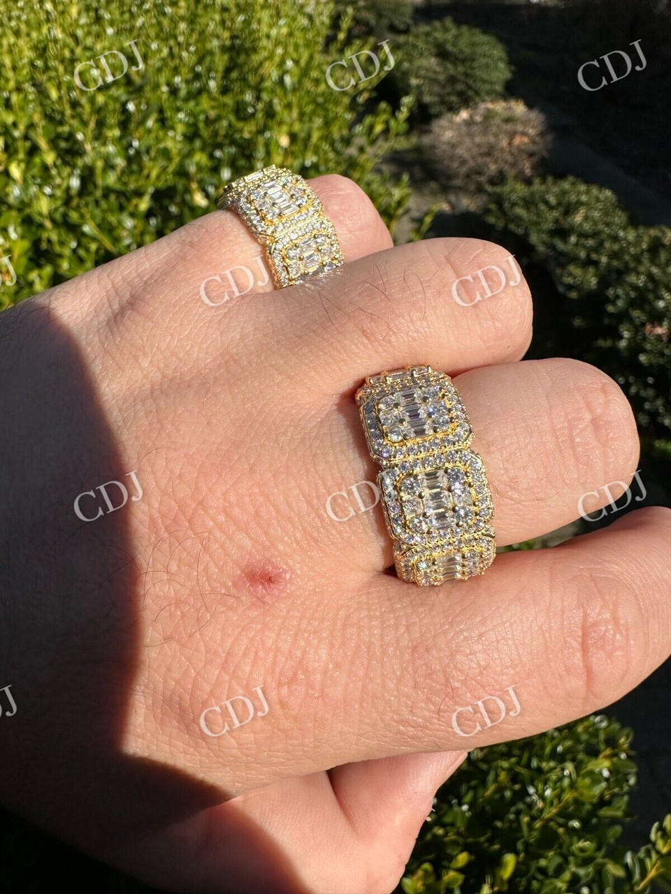 Baguette Cut Iced Out Hip Hop Ring  customdiamjewel   