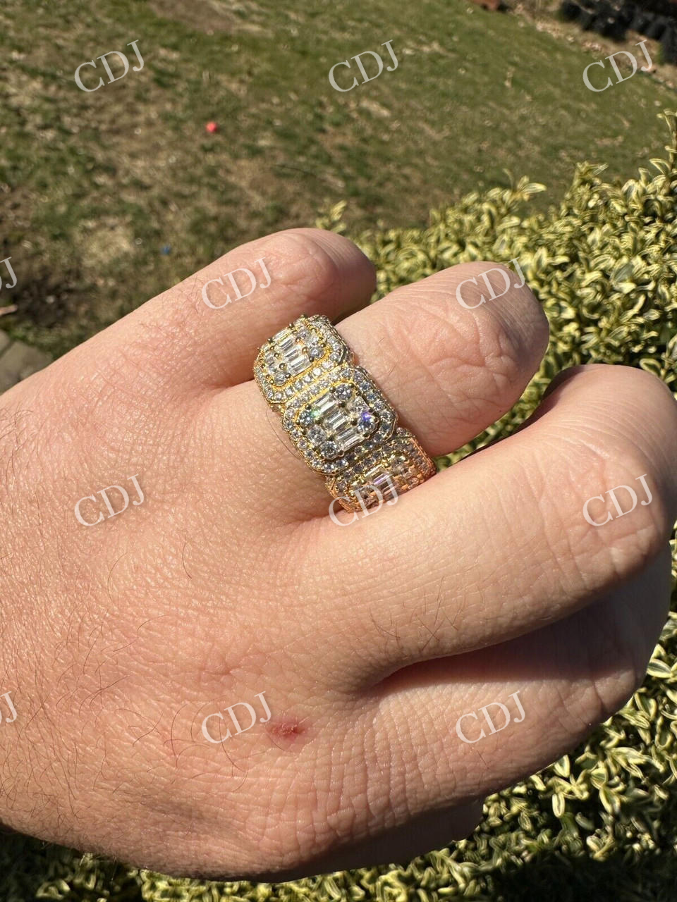 Baguette Cut Iced Out Hip Hop Ring  customdiamjewel   