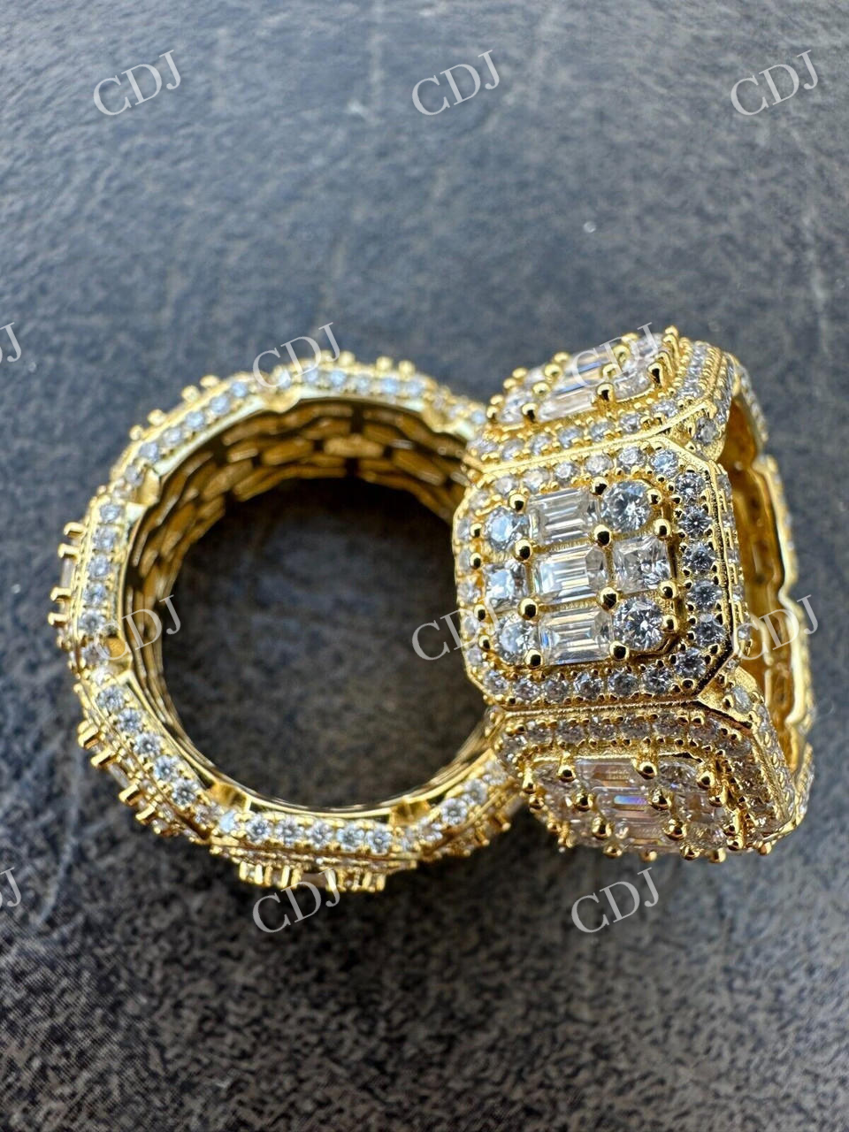Baguette Cut Iced Out Hip Hop Ring  customdiamjewel   