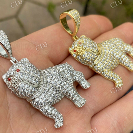 Natural Diamond Bull Dog Hip Hop Pendant  customdiamjewel   