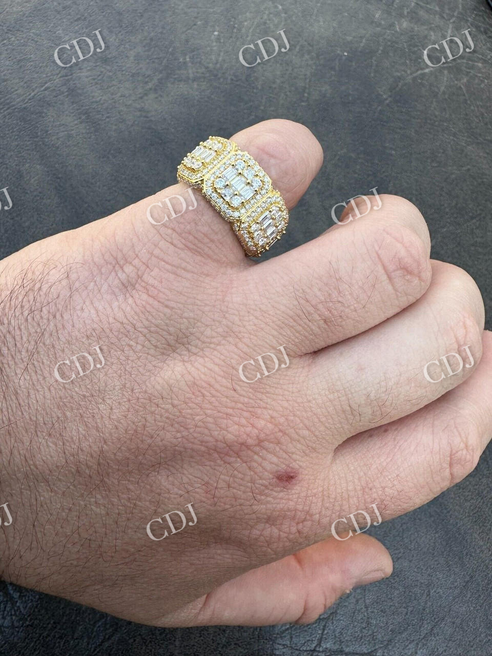 Baguette Cut Iced Out Hip Hop Ring  customdiamjewel   