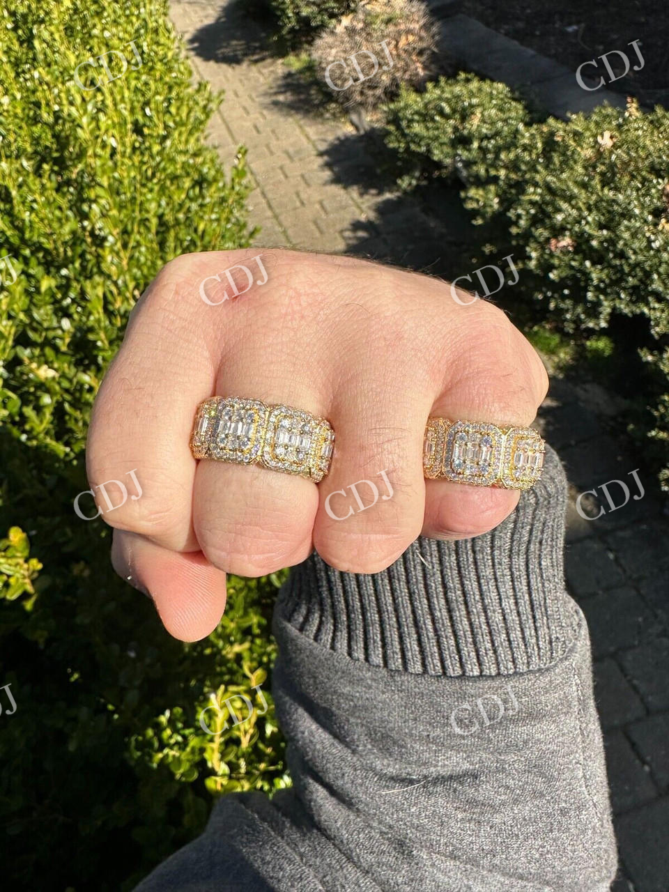 Baguette Cut Iced Out Hip Hop Ring  customdiamjewel   