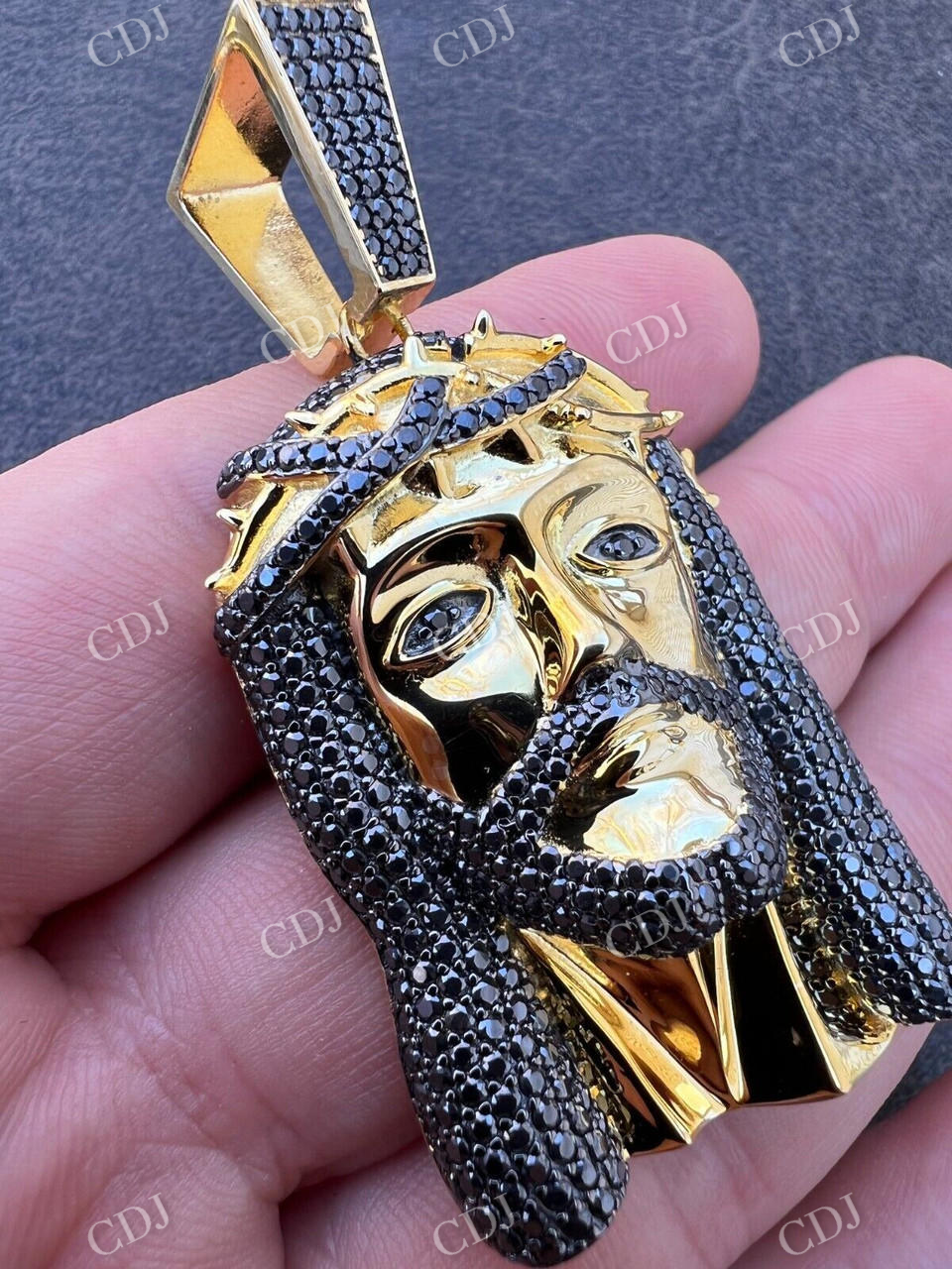 925 Silver Iced Jesus Piece Hip Hop Pendant  customdiamjewel   
