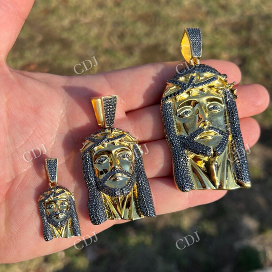 925 Silver Iced Jesus Piece Hip Hop Pendant  customdiamjewel   