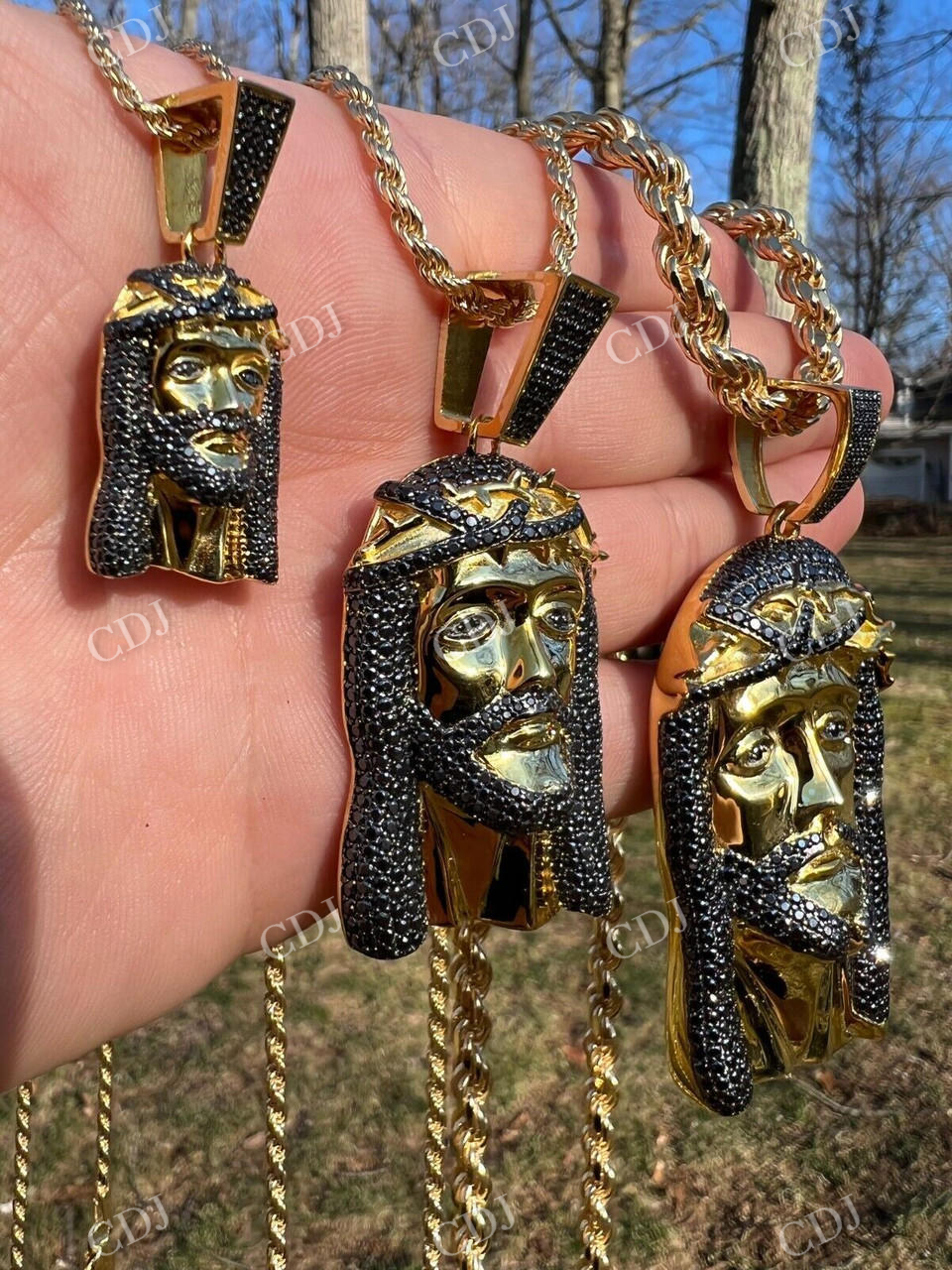 925 Silver Iced Jesus Piece Hip Hop Pendant  customdiamjewel   