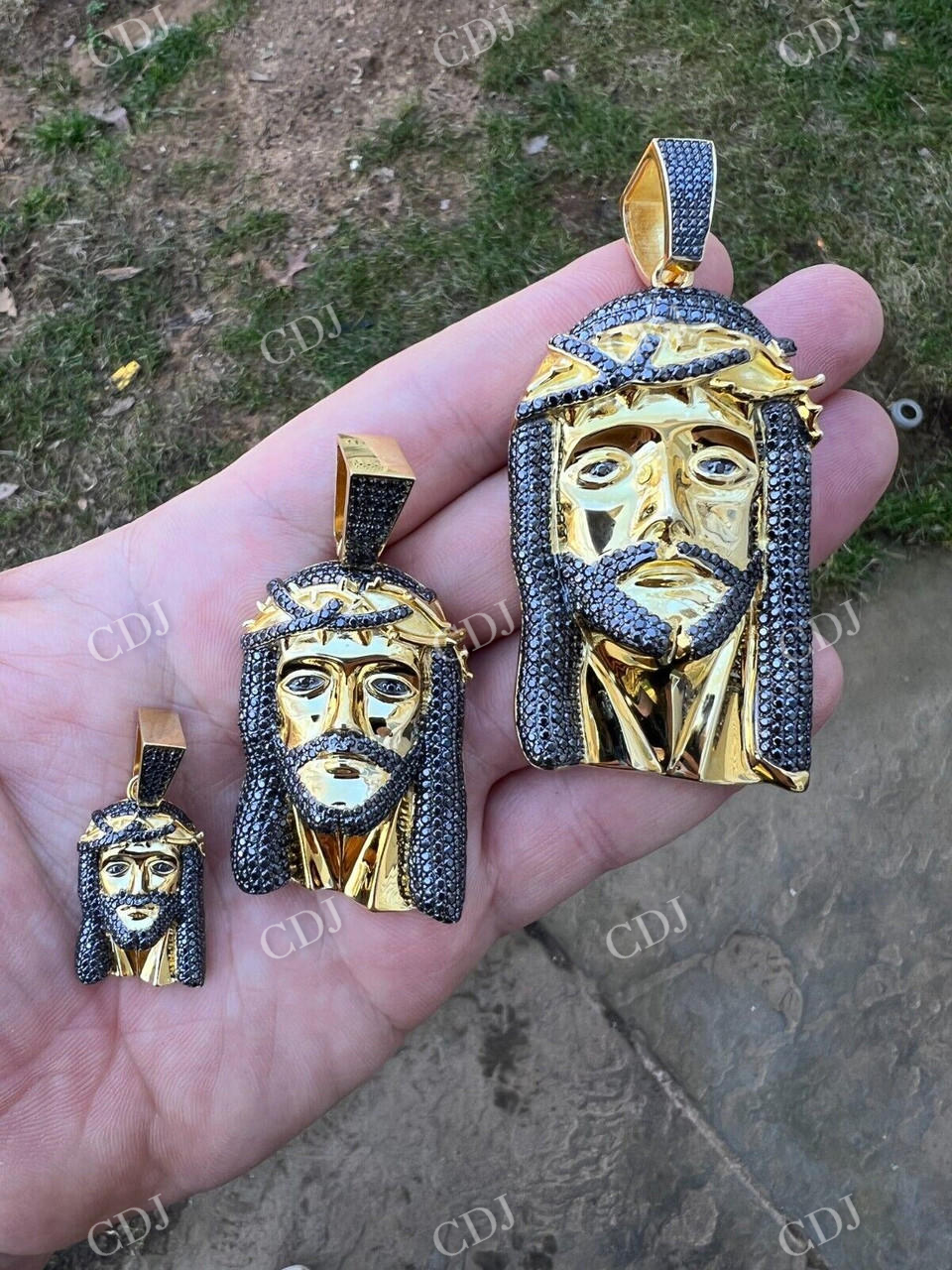 925 Silver Iced Jesus Piece Hip Hop Pendant  customdiamjewel   