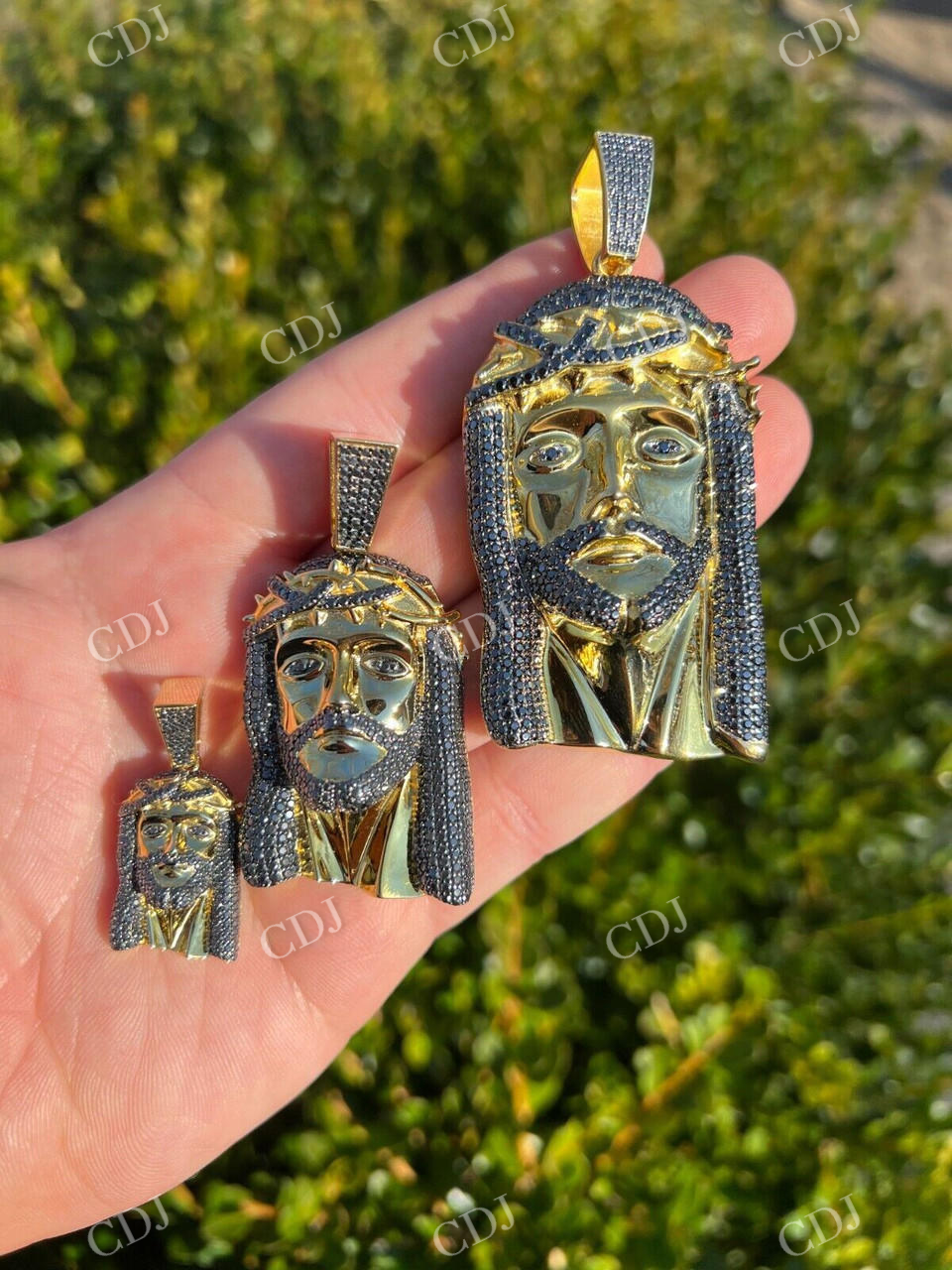 925 Silver Iced Jesus Piece Hip Hop Pendant  customdiamjewel   