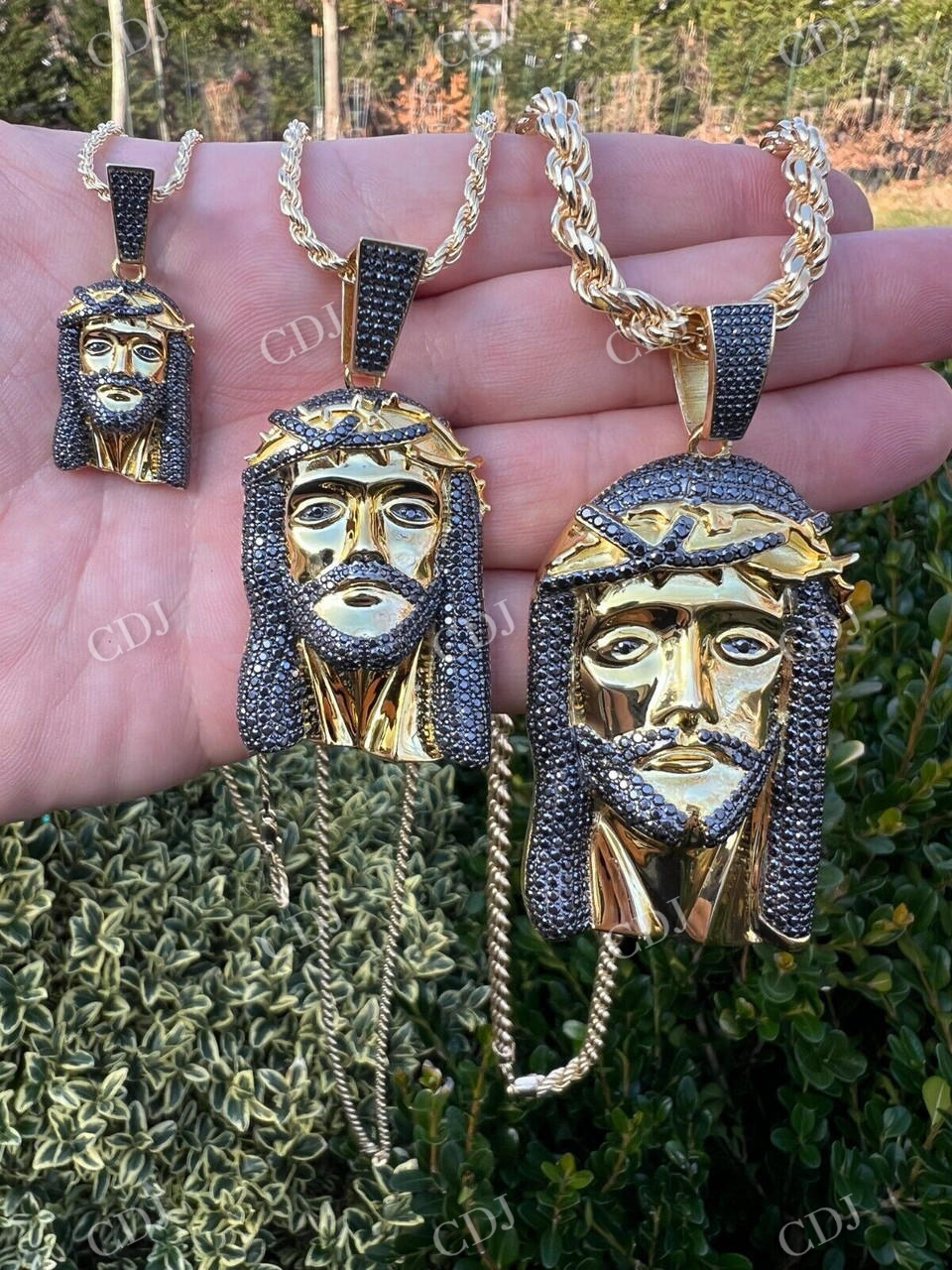 925 Silver Iced Jesus Piece Hip Hop Pendant  customdiamjewel   