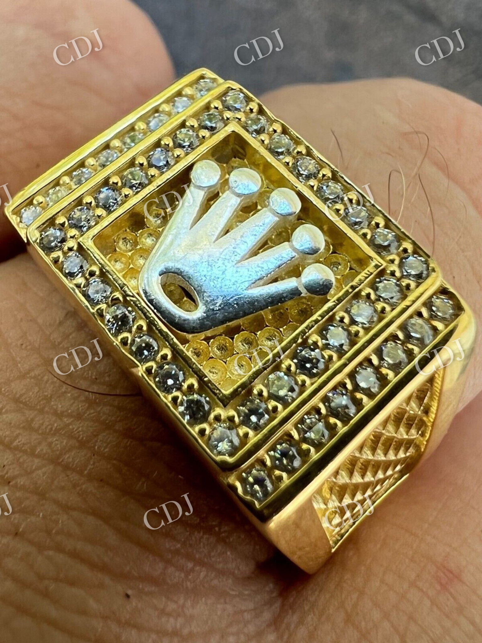 Iced Out Crown Style Hip Hop Diamond Ring  customdiamjewel   