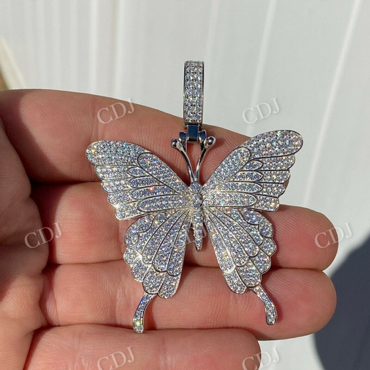 14K Gold Hip Hop Butterfly Diamond Pendant  customdiamjewel   