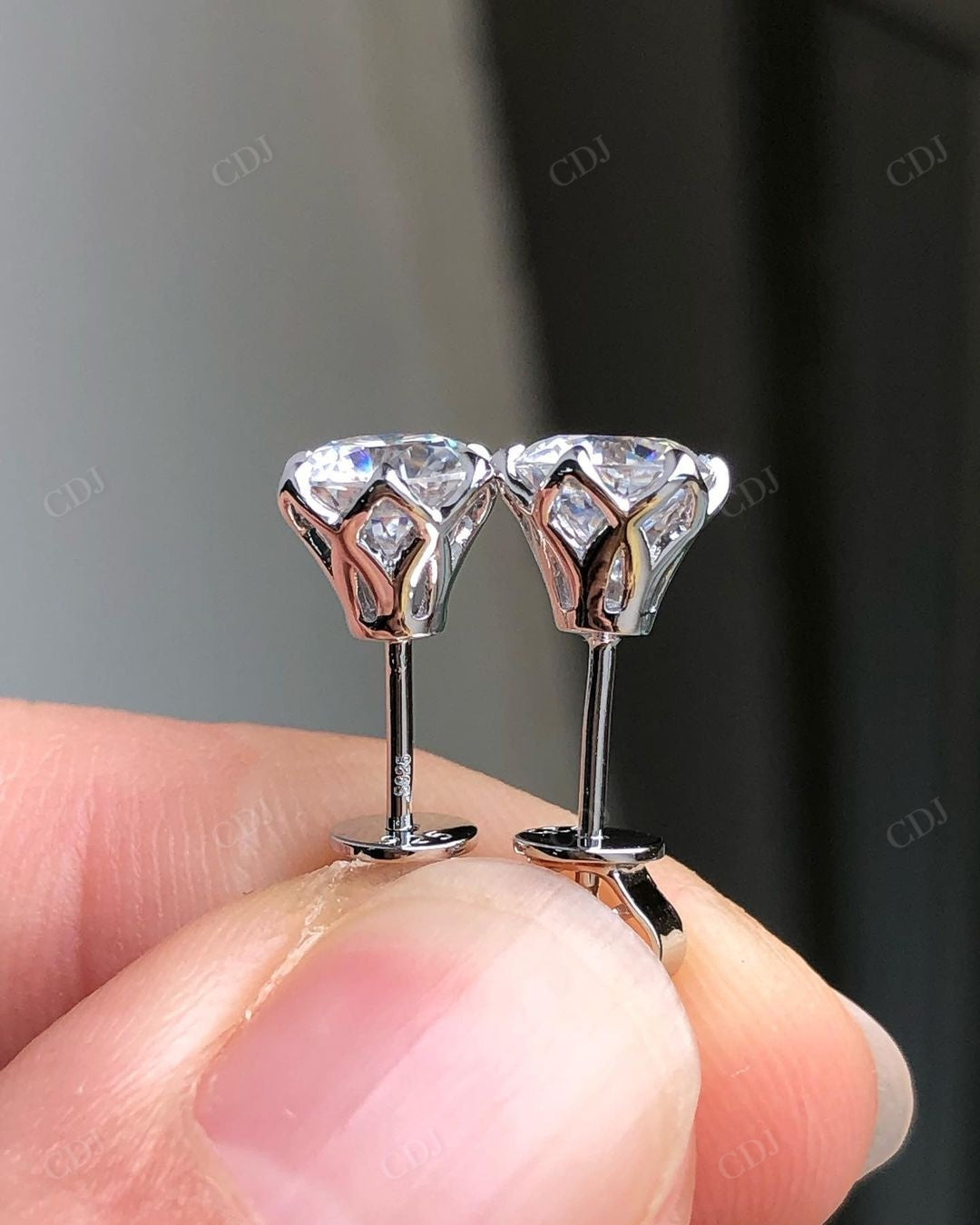 Round Cut Lab Grown Diamond Stud Earrings