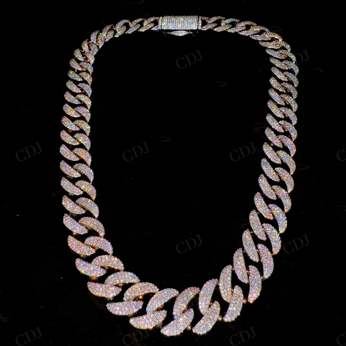 10mm Moissanite Diamond 925 silver Gold Plated Cuban Link Chain  customdiamjewel   