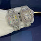 Fully Iced Out Rainbow Dial Cartier Santos Diamond Hand Setting Watches customdiamjewel