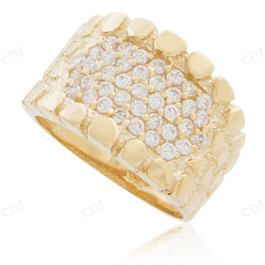 14k Yellow Gold Moissanite Diamond Textured Ring hip hop jewelry CustomDiamJewel