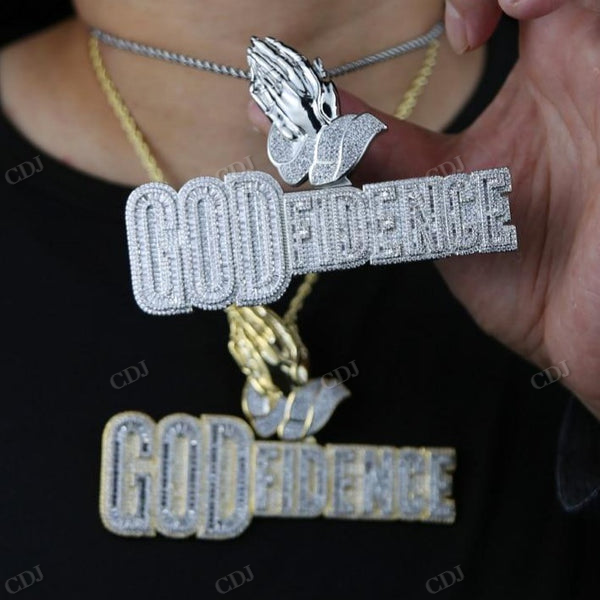 Hip Hop GOD FIDENCE Baguette Moissanite Pendant hip hop jewelry CustomDiamJewel