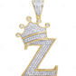 1.6" 0.55 CTW 10K Gold Natural Diamond Crown Initial "Z" Pendant CustomDiamJewel