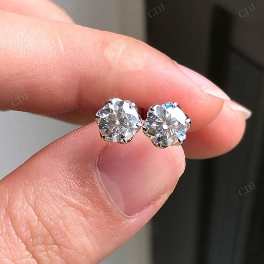 Round Cut Lab Grown Diamond Stud Earrings