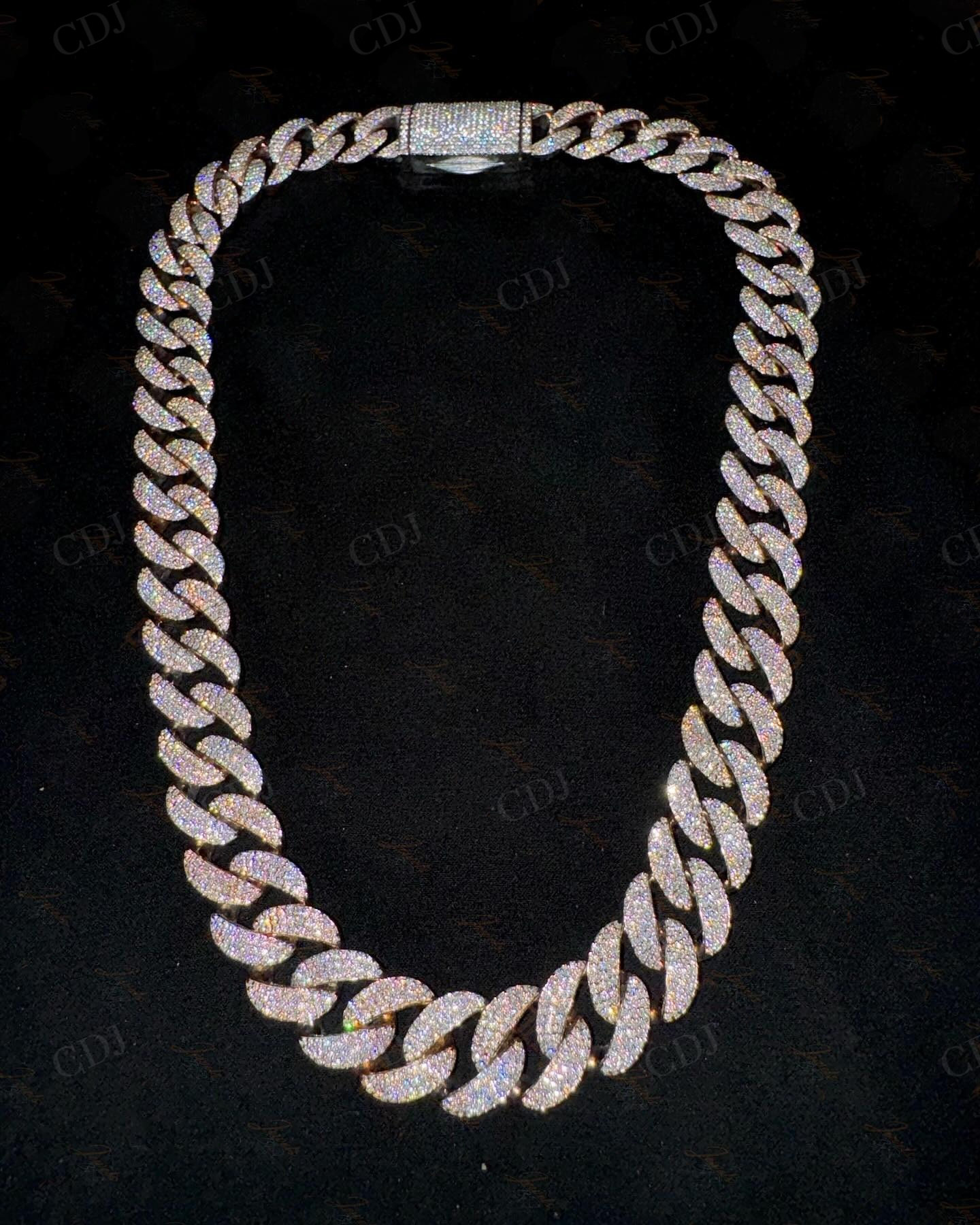 10mm Moissanite Diamond 925 silver Gold Plated Cuban Link Chain  customdiamjewel   
