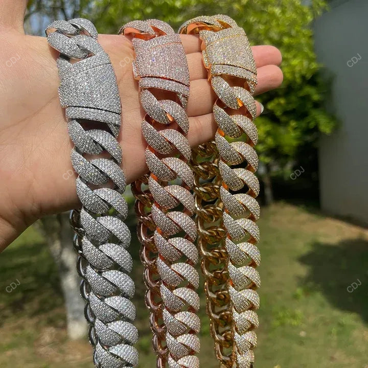 VVS Moissanite 925 Silver Miami Cuban Link Chain CustomDiamJewel