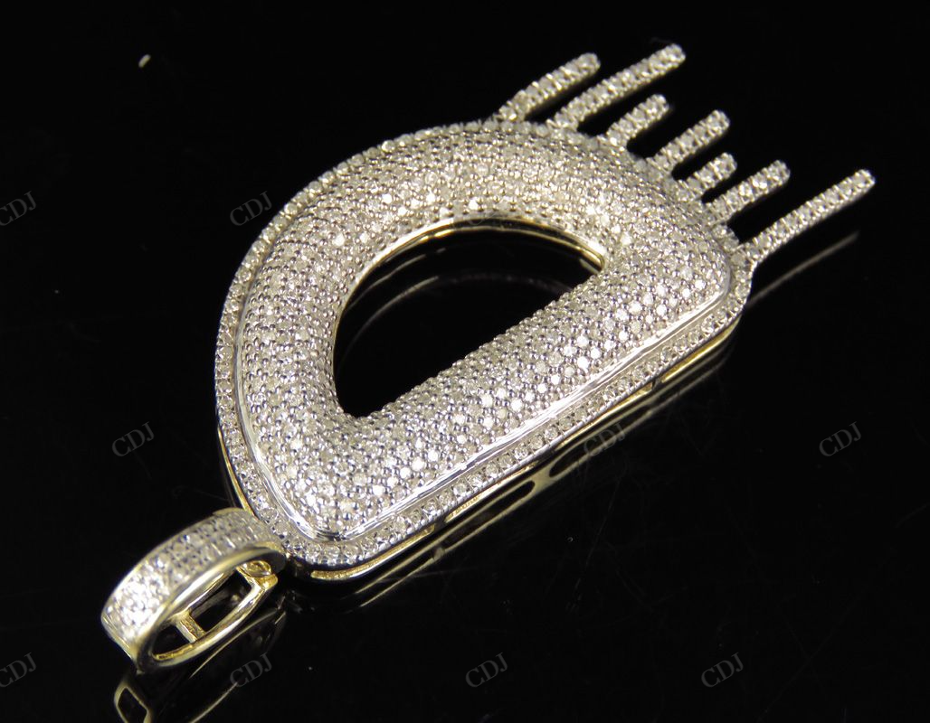 2" 1.25 CTW Diamond Letter 'D' 18K Solid Gold Initial Drip Pendant CustomDiamJewel