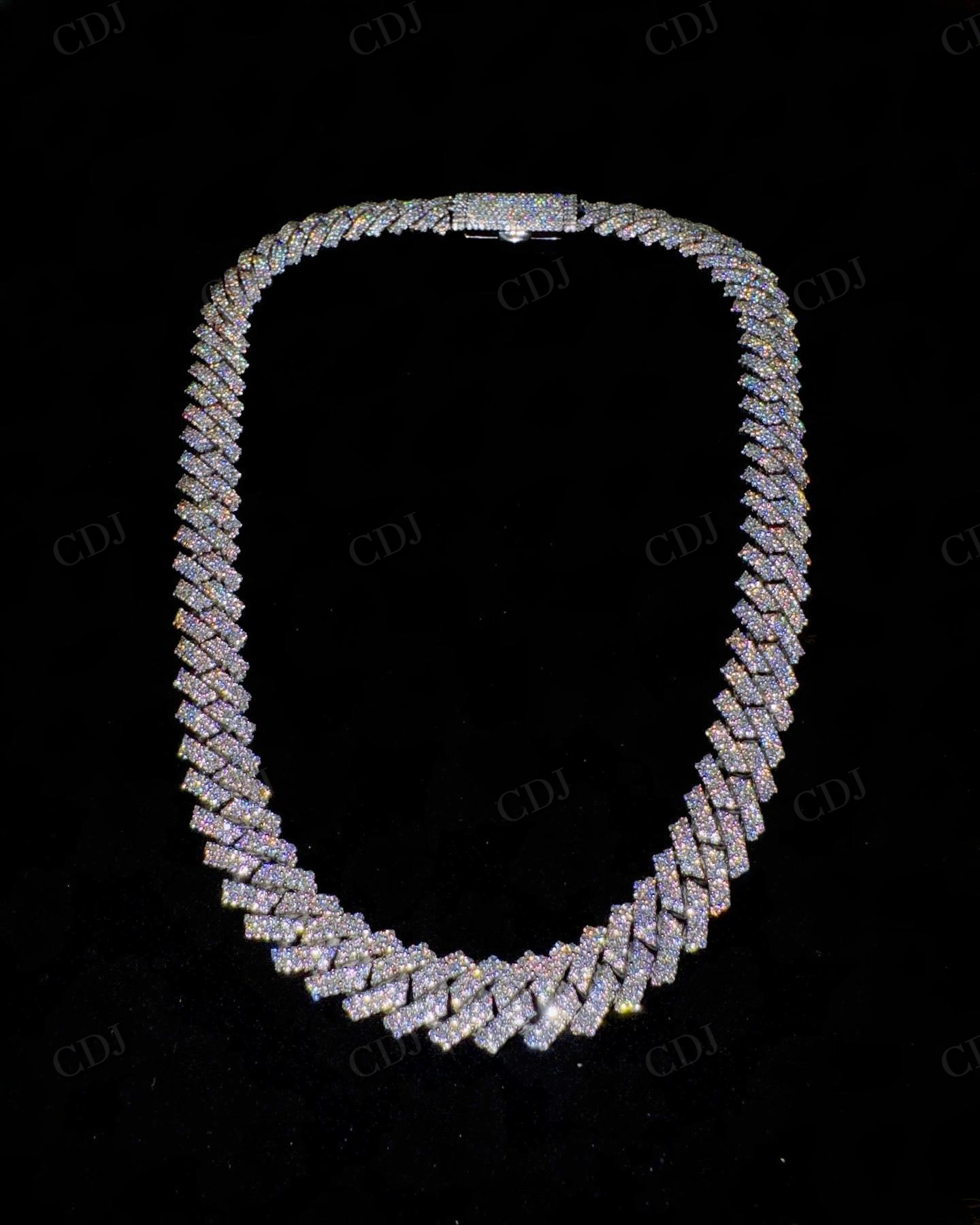 10mm Moissanite Diamond 925 silver Gold Plated Cuban Link Chain  customdiamjewel   