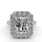 Radiant Cut Big Halo Moissanite Engagement Ring  customdiamjewel   