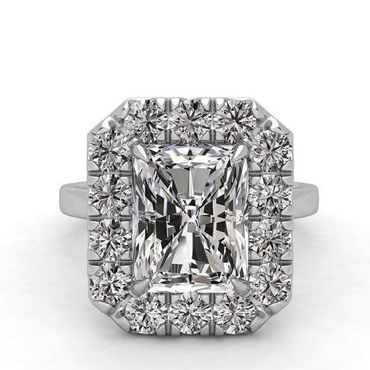 Radiant Cut Big Halo Moissanite Engagement Ring  customdiamjewel   