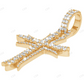Three Row Lab Grown Diamond 14K Gold Sword Cross Pendant Hip Hop Pendent CustomDiamJewel