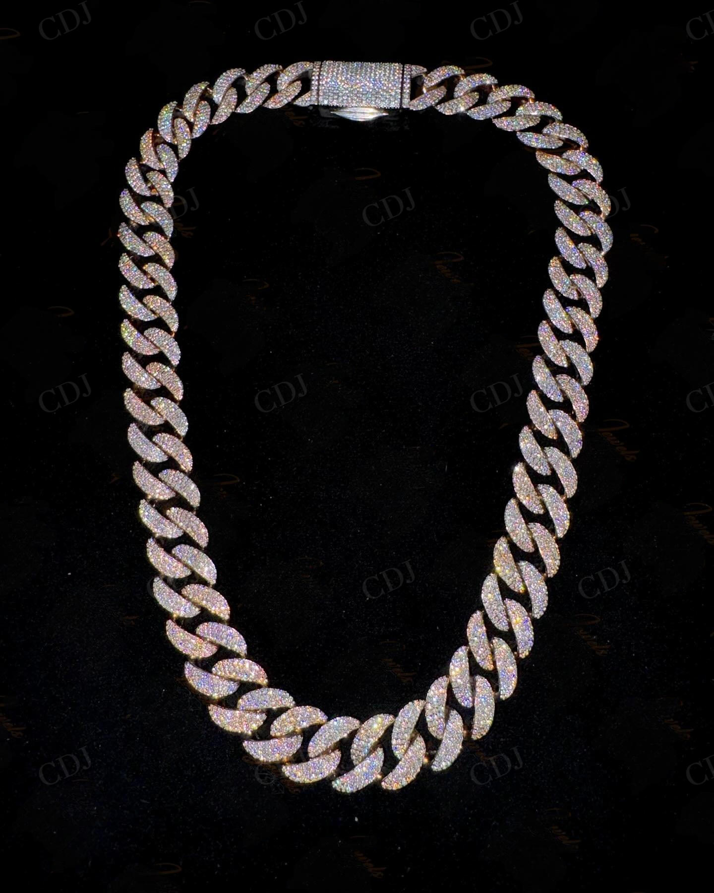 10mm Moissanite Diamond 925 silver Gold Plated Cuban Link Chain  customdiamjewel   
