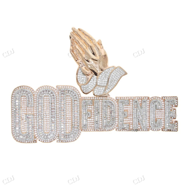 Hip Hop GOD FIDENCE Baguette Moissanite Pendant hip hop jewelry CustomDiamJewel