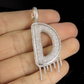 2" 1.25 CTW Diamond Letter 'D' 18K Solid Gold Initial Drip Pendant CustomDiamJewel